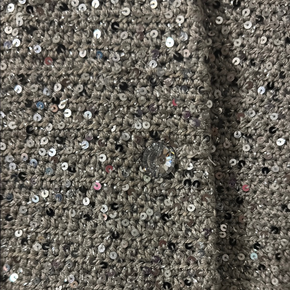 Silver Sequin Blazer with Zipper Closure - Picture 4 of 6